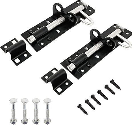 onesto Pack of 2 - Black Brenton Bolt 6 – Heavy Duty Mild Steel Door Lock with Powder Coated Finish – Easy to Install with Fixing Screws – Ideal for Shed, Gate & Garage Doors