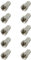 rocabo F-Stecker 6mm mit großer Mutter (10 Stück) - für Koxial- und SAT-Kabel - werkzeugloses Aufdrehen möglich - silber