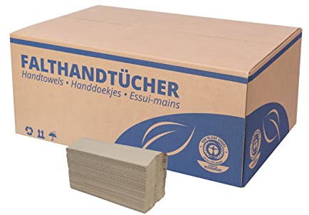 Falthandtücher Natur Premium | 3.648 Blatt | Recycling 1-lagig 24,5 x 32 cm | C-Falz Papierhandtücher geeignet für Handtuchspender | Ideal für Gastronomie, Krankenhäuser, Praxen uvm.