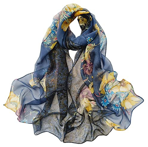 FAIRYGATE Schal Damen Georgette Blumenmuster Halstuch Chiffon Stola Schal für Brautkleider Abendkleider Alltagskleidung 38014