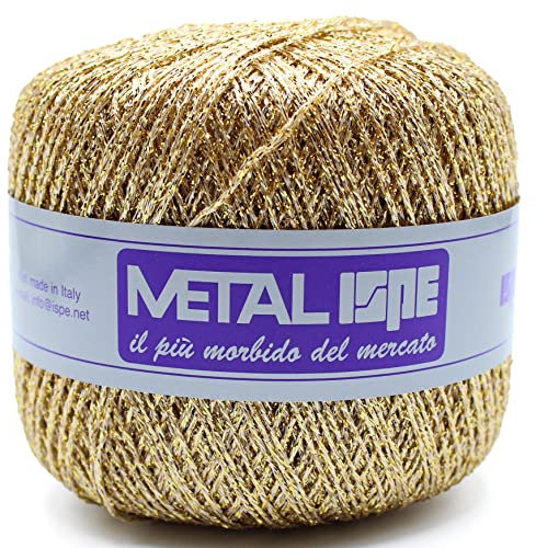 Filo catenella gomitolo 25 gr uncinetto filato lamè lurex natale hand made abbigliamento fai da te decorazioni (104 Oro)