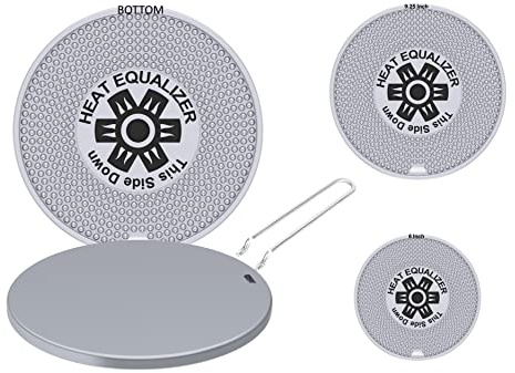 Heat Equalizer Set of 3 High Polish 6 8 9.25 Heat Diffuser Plate | Flame Tamer, Heat Spreader, Stove Top Heat Diffuser, Simmer Plate, Burner Protector, Pan Heat Diffuser, Even Cooking