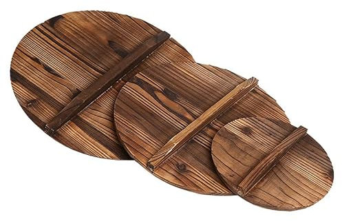 Wooden Pot Cover Pan Lid With Large Handle Anti-Hot Anti-Spillover Hypotenuse Cover Wok Wooden Pan Lid Cookware Parts (Diameter: 34CM)