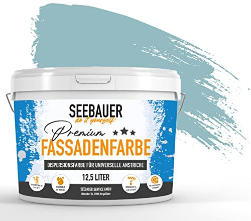 SEEBAUER diy Universal-Fassadenfarbe Grün 10L für Außen (No. 781 Tourqoise Dream) Hoch deckende Fassadenfarbe mit Wetterschutz - Geeignet für Putz, Mauerwerk und Beton