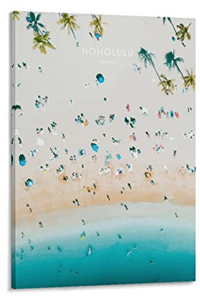 Amerikanische Landschaft Poster Honolulu Hawaii Kunstwerk Leinwand Poster Schlafzimmer Dekor Sport Landschaft Büro Zimmer Dekor Geschenkrahmen 30 x 45 cm