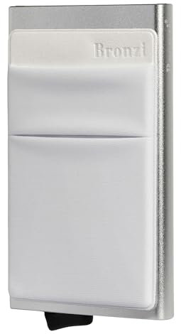 Bronzi® Portafoglio Porta badge Uomo Donna Slim Porta Carte Credito - Protezione RFID - Mini Portatessere tascabile smart schermato (Argento)