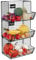 Taylor & Brown 3 Tier Metal Basket Stand - Wall Mounted Basket Vegetable Rack with Removable Chalkboards and Hooks - Hanging Wire Storage Basket Fruit Organiser for Kitchen Bathroom Garage