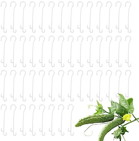 Fukamou 50 Stück Pflanzenstütze Haken | Tomate Unterstützt J Haken | Für Tomaten Gurken Himbeeren Zimmerpflanzen Pflanzenclips