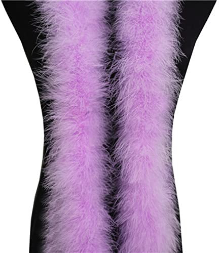haiaxx Boa di piume di marabù, 2 m, albero di Natale, piume di tacchino, nastro per vestire abiti da sposa, scialle fai da te, artigianato fai da te, piume viola chiaro