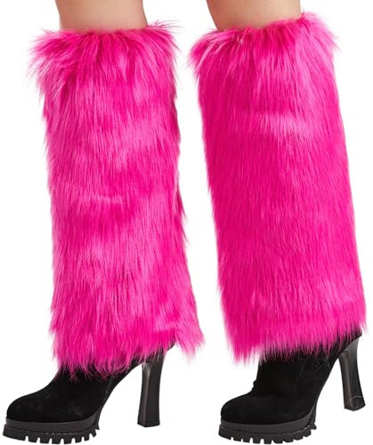 Nanxson Damen Stulpen Lange Furry Fuzzy Beinwärmer Strümpfe Winter Warm Beinlinge Stulpe TTW0034 (Rose)