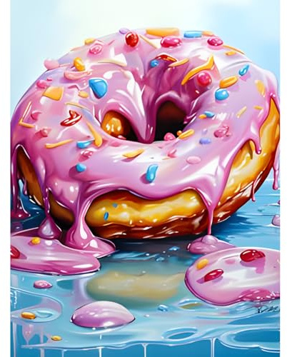 NAIMOER Donuts Diamond Painting Erwachsene, Diamant Painting Bilder Lebensmittel Diamond Painting Set Erwachsene Donuts Diamond Painting Kinder 5D Diamant Malerei für Home Wand Décor(30x40cm)