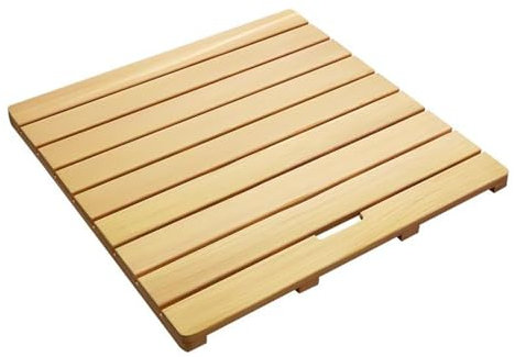 Alfombrilla de Baño de Bambú Antideslizante para Cuarto de Ducha Personalizada,Alfombra de Baño de Madera Rectangular,Tarima de Ducha Impermeable,con Asas y Pies Antideslizantes (50x45cm/20x18in)