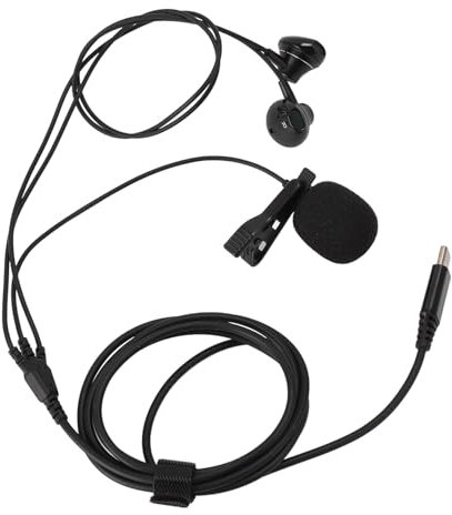 Auricolari USB C con Microfono a Clip, Cuffie Stereo con Riduzione del Rumore, Auricolari Cablati per Cantare in Streaming Dal Vivo, Registrare Giochi Karaoke