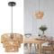 FORCOSO Hängelampe Rattan - Pendelleuchte Esstisch Boho Ø30cm Deckenlampe Rattan E27 Vintage Geflochten Hängeleuchte für Schlafzimmer Wohnzimmer Esszimmer Flur Küche