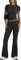 Trendy Queen Lounge-Sets für Damen, 2-teilig, lässig, Y2K, kurzärmelig, bauchfreies Oberteil, umklappbare Schlaghose, Trainingsanzüge, Schwarz, XS
