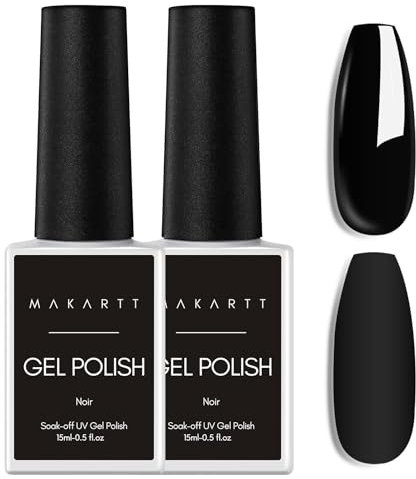 Makartt Gel Nagellack Set - 2 Stück 15ml Gel Nail Polish Schwarz Gelnagellack für UV Lampe Soak Off Reine Farben Schellack Nagellack für DIY Maniküre Nail Art Design Home Salon,Noir
