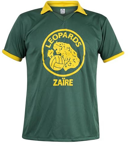 JL Sport Afrique Zaïre Léopards T-Shirt Football Équipe Nationale 1974 Hommage Fans Haut Rétro