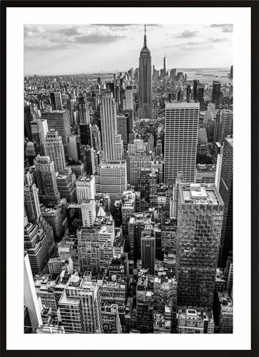 HUBDECO Bild Wanddekoration Poster - Hochwertiges Poster gedruckt auf 200g/m2 Posterpapier - Tolle Zimmerdekoration - Schlafzimmer Bilder - Ohne Ramen - 70x50cm - New york schwarz und weiß