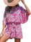 CUPSHE Damen Jumpsuit V-Ausschnitt Kurzarm Strampler Leopardenmuster Weites Bein Kurz Overall mit Gürtel Casual Lose Playsuit Fuchsie S