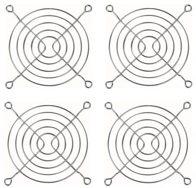 Treer 4-Pack Cooling fan grills, Made of stainless steel 304,Protective Grills for case fan CPU fan frequency converter inverter Router frequency changer (90mm)
