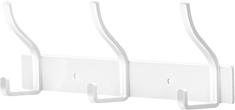 ZUIMENG Porte Manteau Mural, Patere Murale en Acier Inoxydable, Porte Manteaux pour Chambre Salle de Bain Cuisine (Blanc, 3 Crochets, 1Pcs)