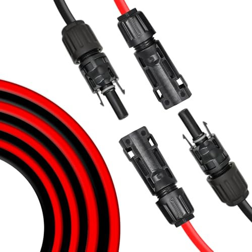 Trisinger 6mm² Solarkabel Verlängerung 2×12m, Solarmodule Solar Verlängerungskabel 6mm2 12m, Solarpanel Solar Kabel mit IP68 Wasserdicht 1500V Solarstecker für Solaranlage Photovoltaik System