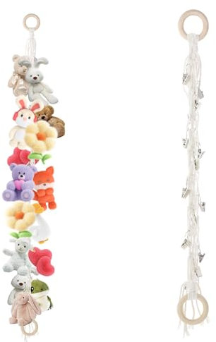 Soft Toy storage with 20Pcs Metal Clips Stuffed Animal Organizer Chain Toy Hammock Toy Hammock for Stuffed Animals Teddy Storage for Hanging Plush Toys Hats Socks