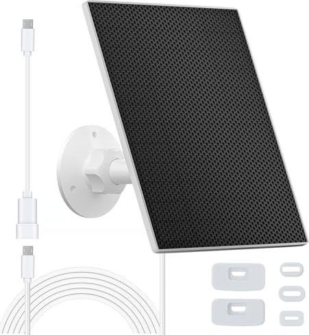 Panneau solaire pour appareil photo eufy 5 W - Panneau solaire pour Eufy E, 2C/2C Pro, 2/2Pro, E20/E40, Solo, projecteur SoloCam, IP65 étanche pour Eufy avec port micro USB et (5 W noir)