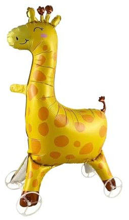 Nine San Walking Giraffe Luftballons Stehend 3D Giraffen Folienballon with Wheels Giraffe Helium Ballon Walker Giraffenballon Dschungel Party Geburtstag Deko
