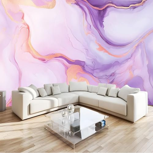 3D Effect Photo Wallpaper Light Purple Marble Mural Panoramic Wall Tapestry Large Photo Wallpaper Mural 200x140 cm Bedroom Eco-Friendly Wallpaper Decoration
