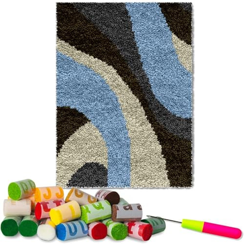 Fzamudng 38 x 52 cm Knüpfteppich - Knüpfhaken-Sets für Anfänger und Erwachsene - Tapisserie Teppich Knüpf-Sets - Knüpfsets Latch Hook Kit Selbst Knüpfen Set für Kinder und Erwachsene
