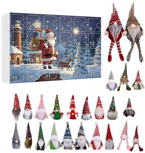 Gnome Adventskalender 2024, Weihnachtszwerg Adventskalender, Christmas Gnome, Weihnachtszwerg-Adventskalender 2024, 24 Xschwedische Zwerge, Plüschdekorationen