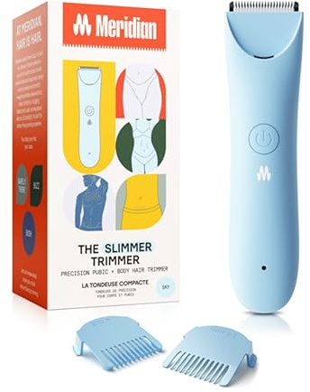 Meridian The Slimmer Trimmer | Waterproof Bikini Trimmer for Women | Sky | Rechargeable Electric Razor for Pubic Hair, Legs and Underarms, Offering up to 90 Minutes of Cordless Grooming