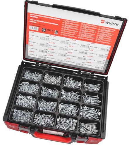 Würth ASSY® 4 CS Senkkopf Beschlagschrauben Sortiment Holzschrauben mit RW Antrieb verzinkt 2100 Teile im ORSY Sytemkoffer 5964019000 Größe 3,5mm - 4,5mm | Länge 16mm - 60mm