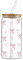 TEUYOE 500ml Glass with Lid and Straw, Drinking Glasses with Bamboo Lids and Glass Straw, Elegant Bow Cup for Bubble Tea, Iced Coffee Glasses, Clear Tumbler Cup, Ideal for Coffee