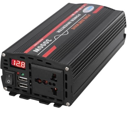 Marchfunny Inverter a onda sinusoidale pura, 3000 W, display LCD, convertitore di potenza per auto, per pannelli solari, elettrodomestici (24 V 220 V)