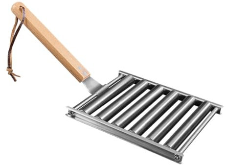 Holibanna Barbecue Wurstroller Mit Holzgriff Grillzubehör Für Camping Picknick Und Gartenpartys Leicht Zu Reinigen Langlebig Und Hitzebeständig