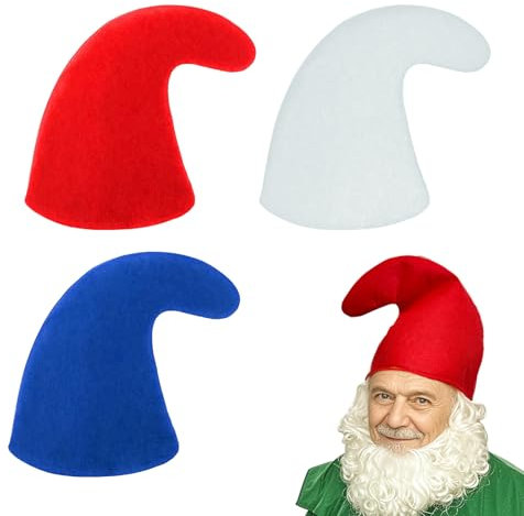 SAIIURV 3 Stück Zwergenmütze Filz Wichtelmütze für Erwachsene, Zipfelmütze Zwerg Kostüm Wichtel Hut Zwergenmützen Gnom Mütze, Elfenmütze Kopfbedeckung Märchen Zubehör Kostüm Zwerge für Karneval Party
