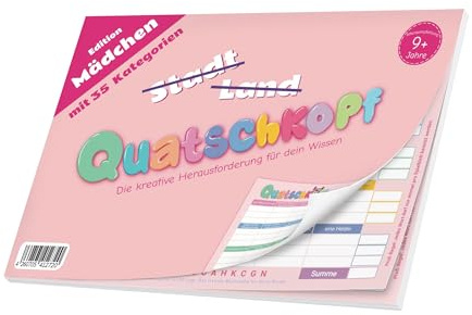 Quatschkopf Mädchen, Stadt Land Fluss Girls Mädels Variante, Spielblock mit 35 witzigen und kreativen Kategorien, Geschenkidee Kinder Teenager, großer Block DIN A4, Mädelsabend Spiel ab 9 Jahre