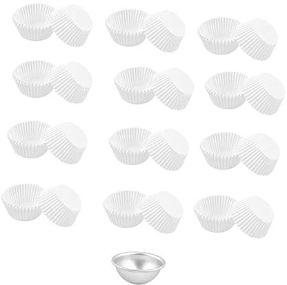 GRIRIW 1 Set Snow Mold Cookie Painting Projector Loaf Cheesecake Bread Rub Pastry Bake Tray for Hemispheres Cupcake Tins Half Sphere Baking Pans Pancake Toaster Silver Paper Jam