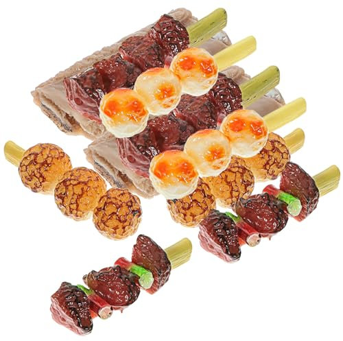 Milisten 10 Pièces Toys de brochettes de Barbecue de Jeu de Simulation de Barbecue Jouets de Barbecue pour Enfants Cuisiner des modèles d'aliments Viande grillée PVC