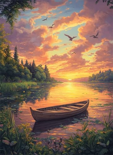 Puzzle 6000 Teile Sonnenuntergang Puzzle Erwachsene, Holzpuzzle Klassische Puzzles Boot Jigsaw Puzzles für Erwachsene, Clevere Rätsel Wooden Jigsaw, Geschicklichkeitsspiel für die Ganze Familie g-861