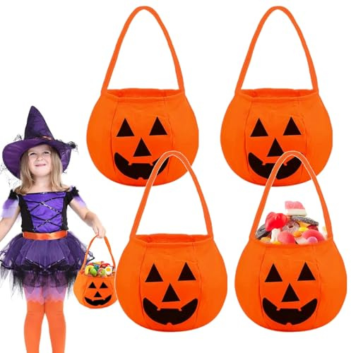 4 Stück Kürbis Sammeltasche Halloween Kürbis Candy Bag Kürbis Eimer Halloween Kürbis Eimer Tasche Hal loween Kürbis Bonbontüte Kürbis Tasche Trick Or Treat Taschen Für Hal loween.