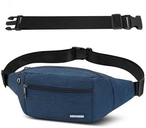 Bauchtasche Gürteltasche mit Einem 30 cm Verlängerten Gürtel Damen und Herren Bauchtasche Geeignet für Reise Sport Running und Alle Outdoor Aktivitäten Hüfttasche Damen Herren Sport (Dunkelblau)