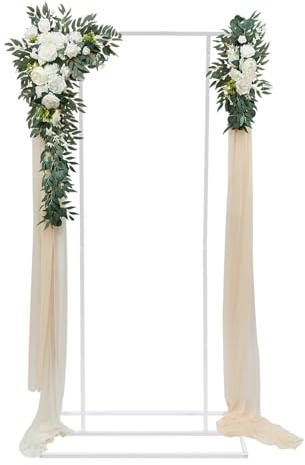 Hochzeitsbogen Gestell Weiß 2m Metall, Hintergrund Ständer Fotohintergrund Ständer mit 8kg Tragkraft für Ballonbogen & Blumenbogen - Wiederverwendbar für Hochzeit, Party, Fotoshooting