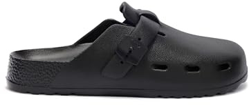 Scholl Unisex Bahia Clog Wooden Shoes, Black, 9