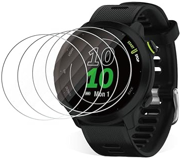 FLYGOPTEROBIL 4Pcs Protecteur d'écran pour montre connectée Garmin Forerunner 55 45 45S, verre trempé anti-rayures d'une dureté de 9H, sans bulles