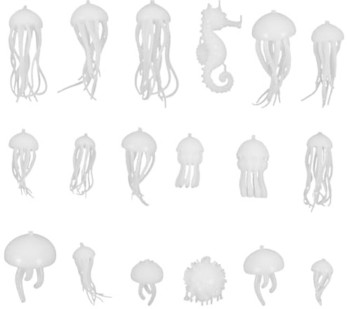 SOIMISS Lot de 18 Pièces de Mini Figurines Animales Marines 3D en Silicone Blanc pour Remplissage Époxy et Création de Bijoux Adaptés aux Garçon et Filles et Adultes Style Aléatoire