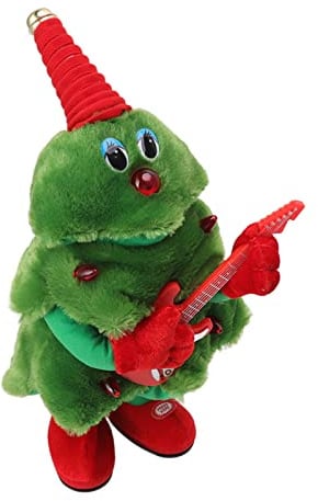 ERYUE Jouet en Peluche d'arbre de Noël électrique, Arbre Dansant et Chantant Mignon pour Enfants, 8 Chansons, Jeu Continu, Jouet Oscillant Lumineux pour Tables (Arbre de Noël avec Guitare)
