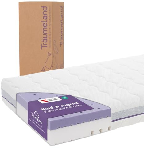 Träumeland Kindermatratze 140x200 - Nachteule | Zwei Härtegrade & Oeko-TEX- Zertifiziert - allergikerfreundlich Dank 60°C waschbarem Bezug - Made in Austria